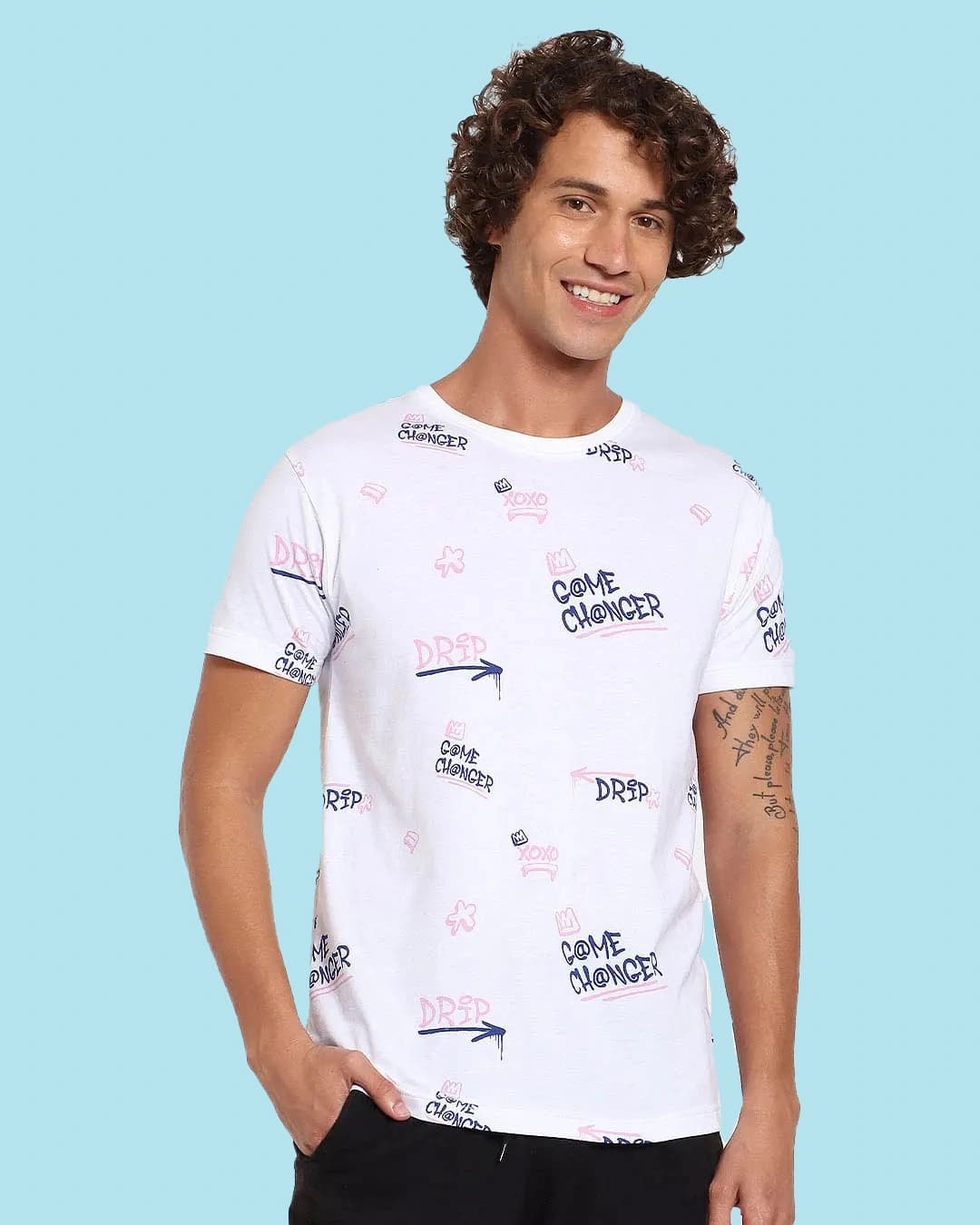 Men's White Game Changer All Over Printed T-shirt