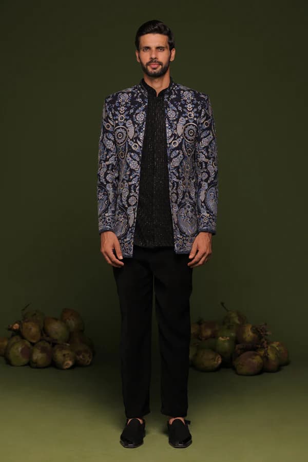 Shaurya Multi Jodhpuri set with short embroidered shirt and pant
