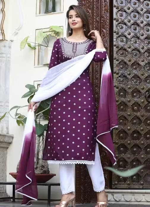 Royal Plum Thread-Embroidered Kurti