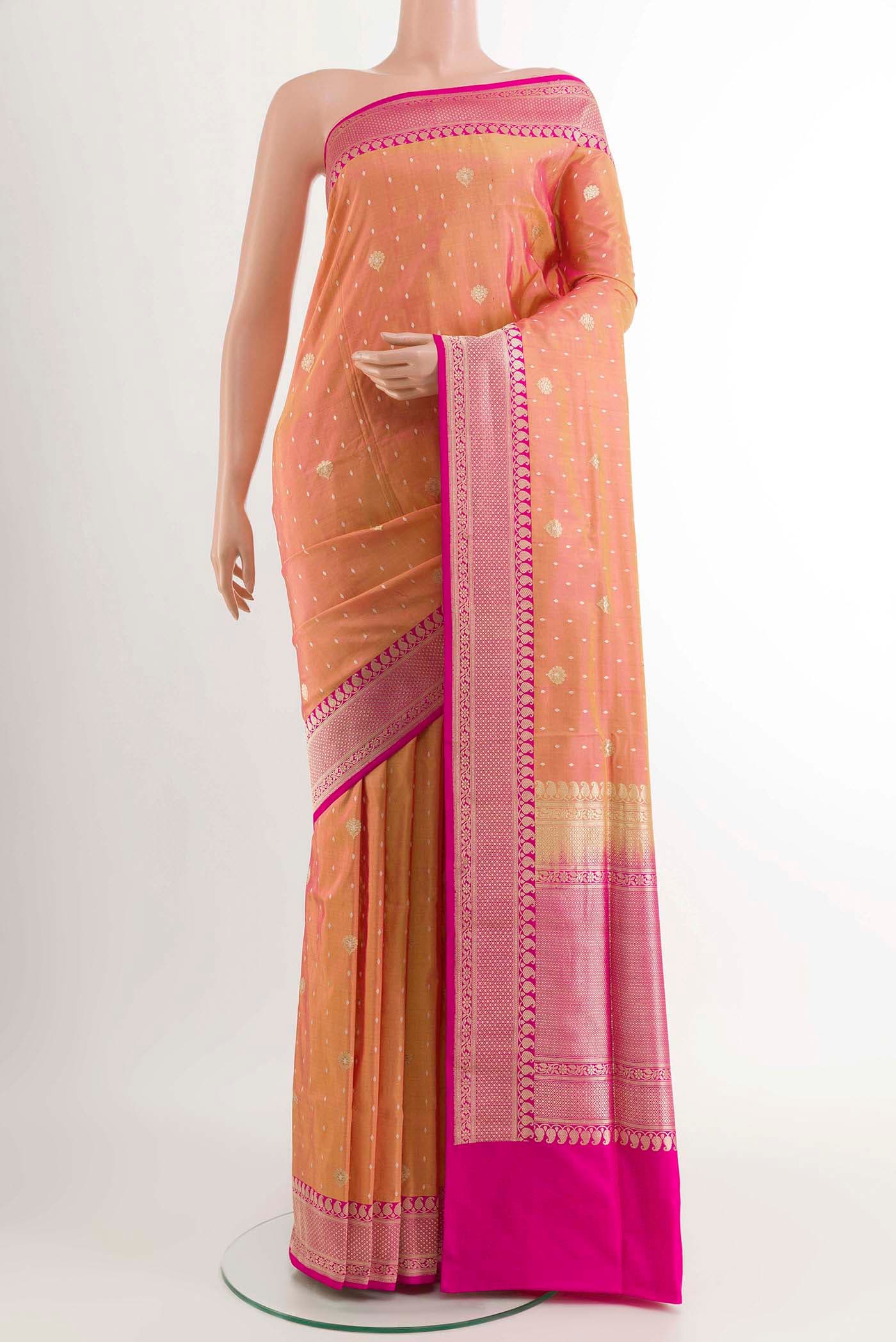 Peach Banarasi Silk Saree