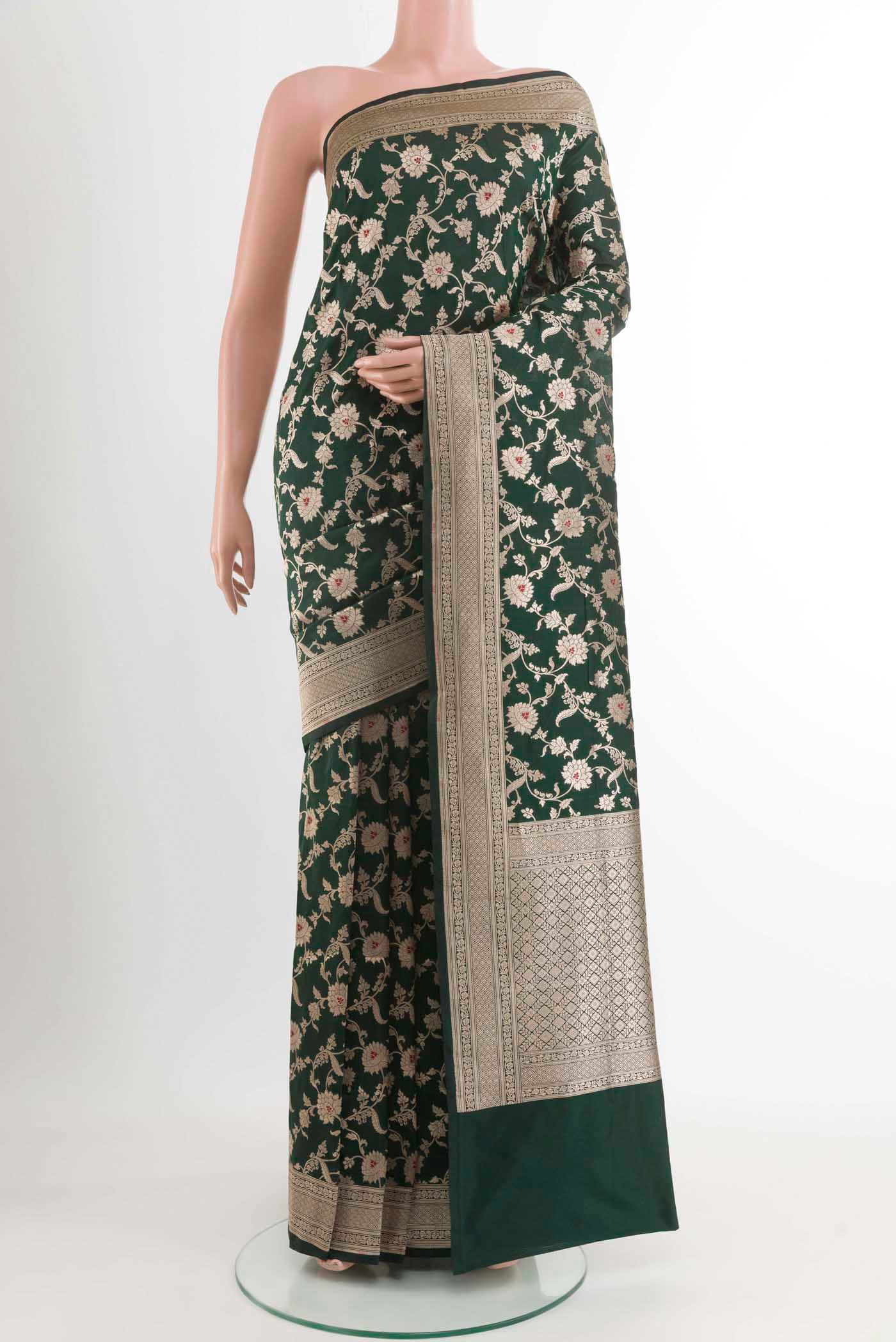 Bottle Green Banarasi Silk Saree