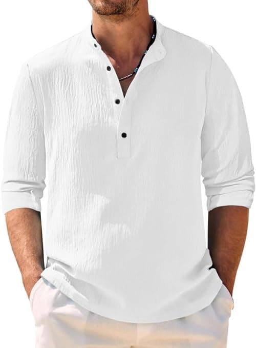 Classic Mandarin Collar Full Sleeve Casual Shirt