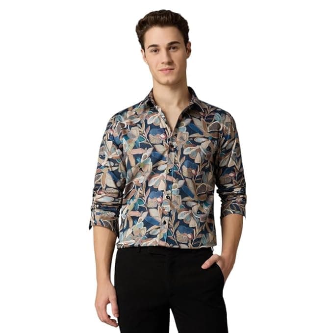 Blue Floral Printed Stylish Casual Shirt