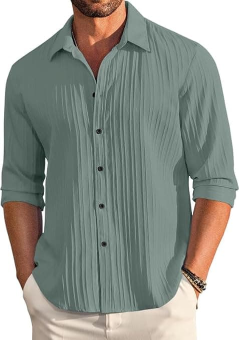 Light Blue Vertical Stripe Casual Shirt