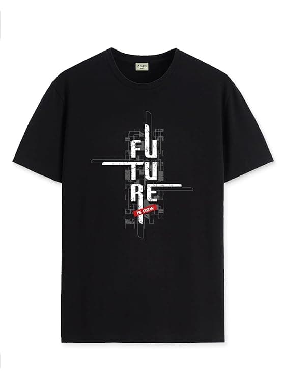 Future Vision Black Graphic Printed T-Shir