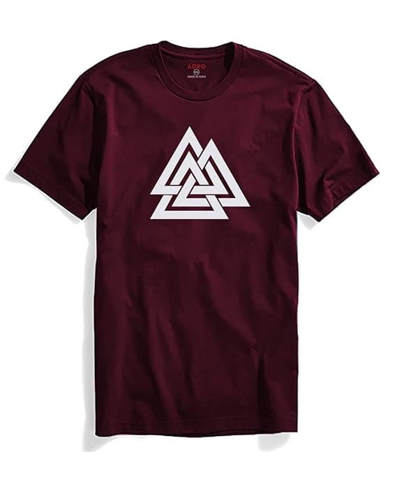 Maroon Norse Triangle Symbol Graphic Printed T-Shirt