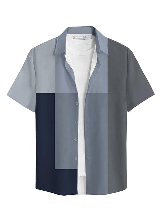 Modern Patchwork Half Sleeve Casual Shirt