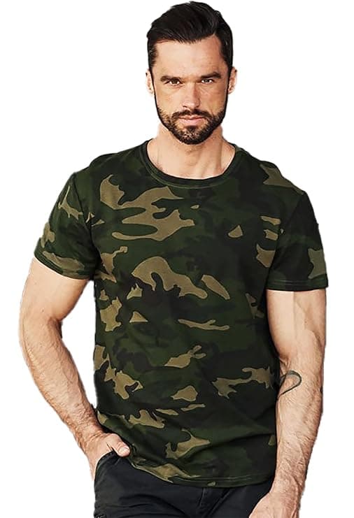 Men Green Camouflage Printed Casual Half Sleeve T-Shirt
