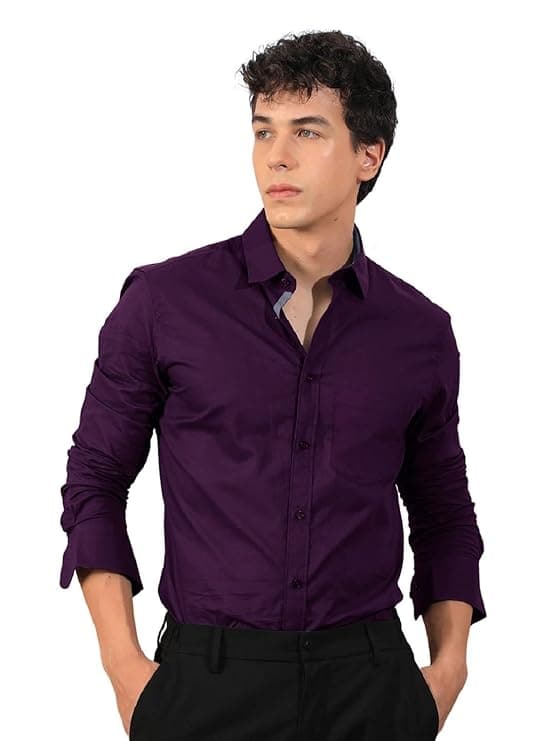 Deep Purple Solid Casual Shirt