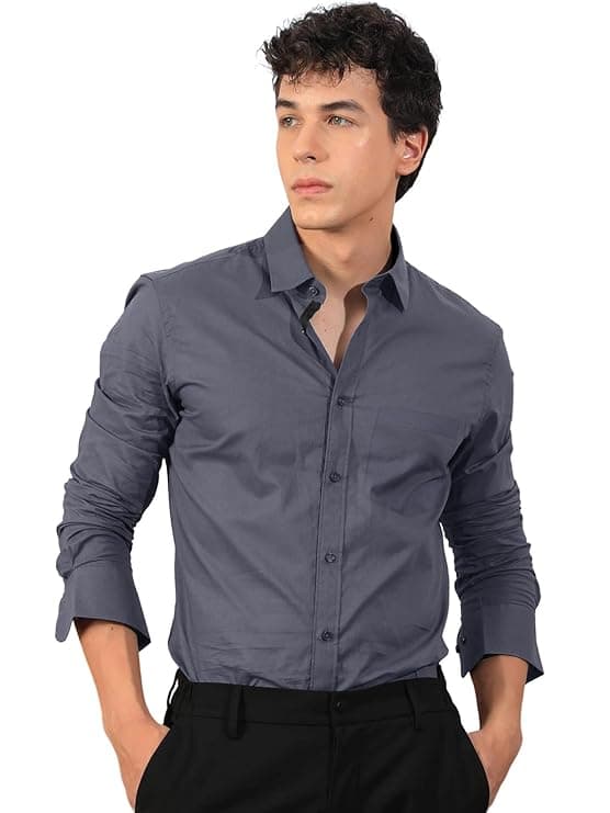 Steel Blue Casual Button Down Shirt