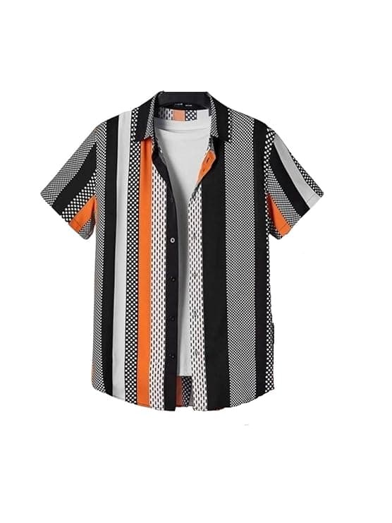 Multi Color Vertical Striped Half Sleeve Shirt