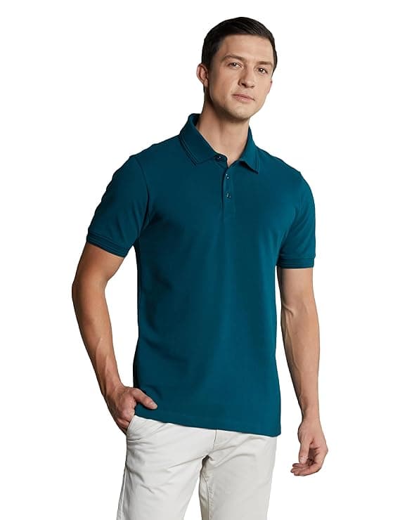 Teal Gradient Slim Fit Polo T-Shirt