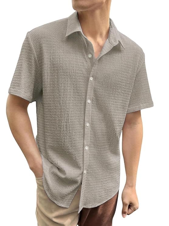 Light Grey Plain Slim Fit Casual Shirt