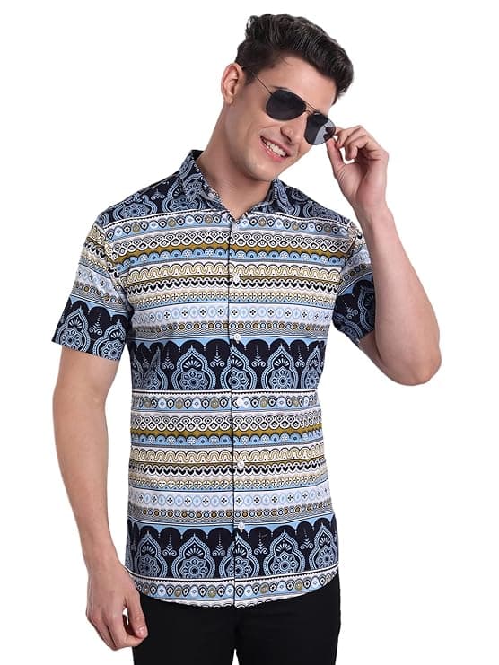 Ethnic Pattern Printed Half Sleeve Casual Shirt