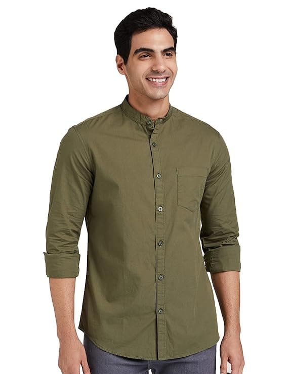 Olive Green Casual Button Shirt