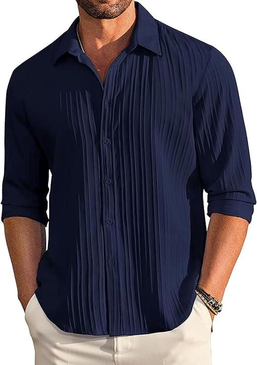 Light Blue Vertical Stripe Casual Shirt