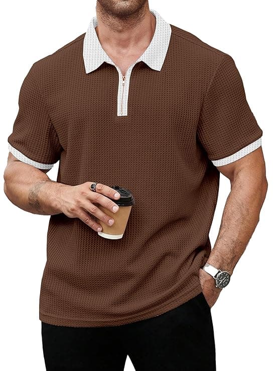 Coffee Brown Textured Polo T-Shirt
