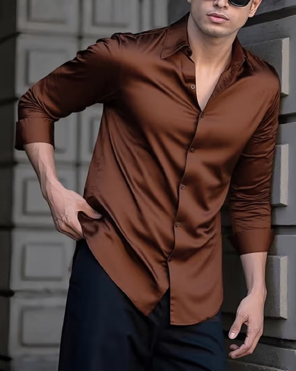 Brown Solid Casual Shirt
