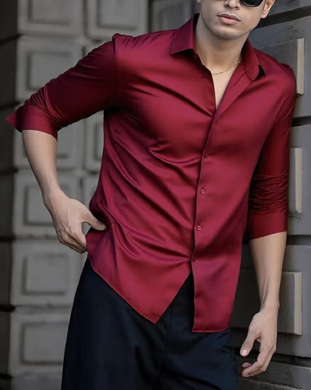 Maroon Solid Casual Shirt