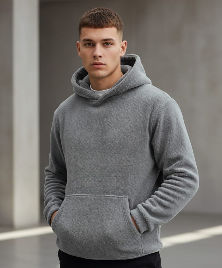 Frost Grey Winter Fleece Hoodie