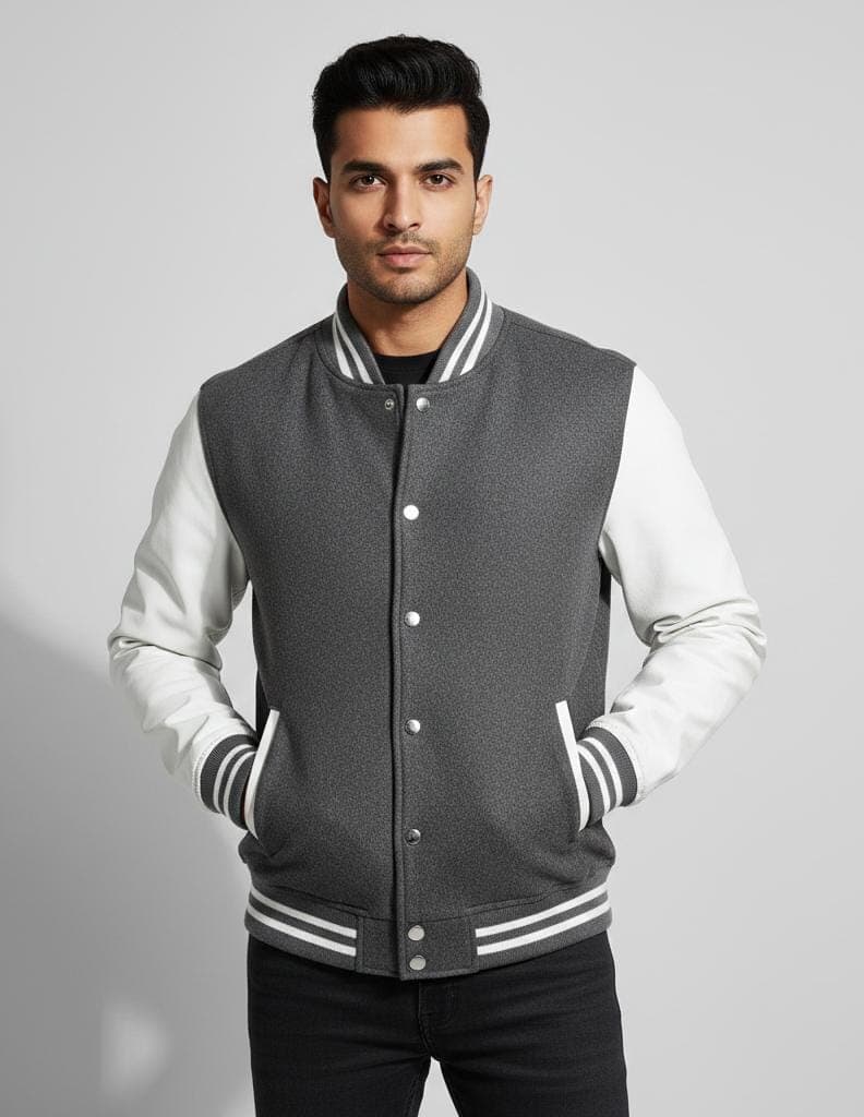 Men's Charcoal Grey Varsity Jacket