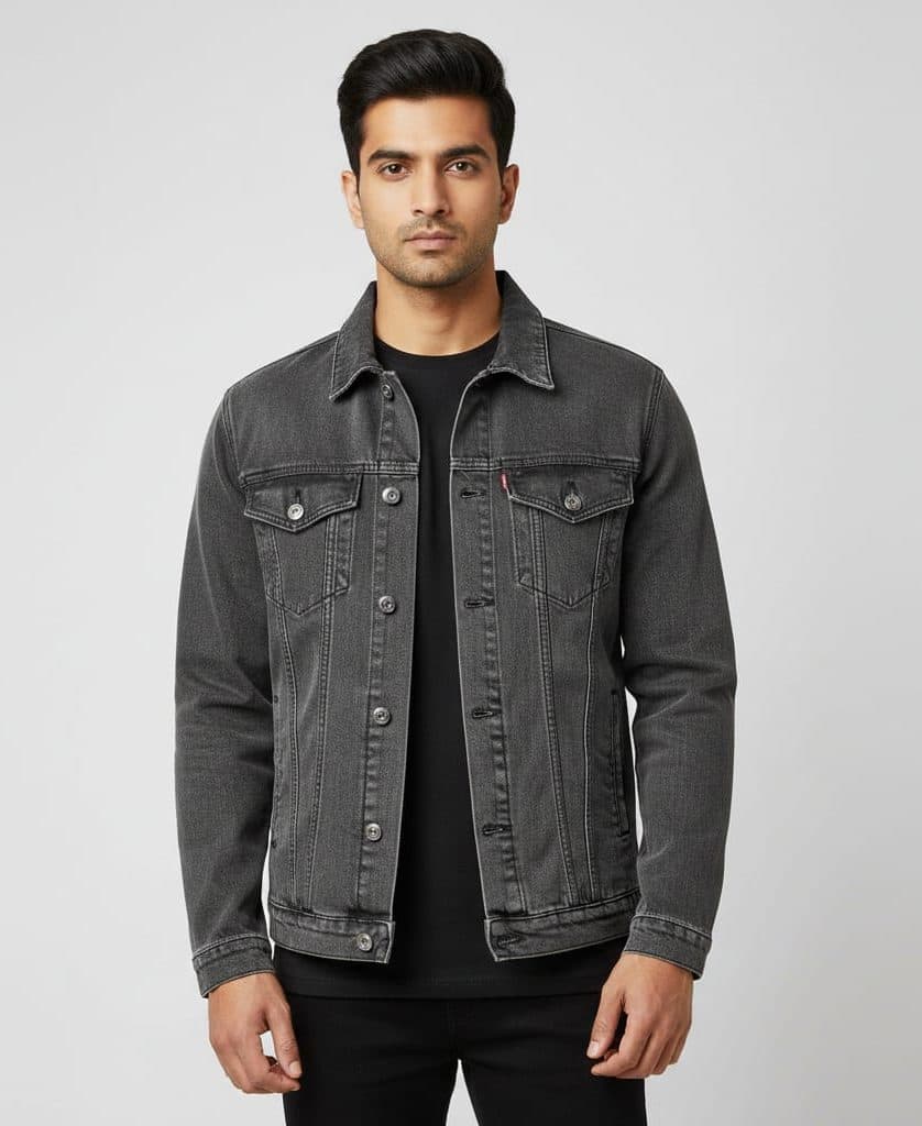 Men's Graphite Grey Denim Trucker Jacket