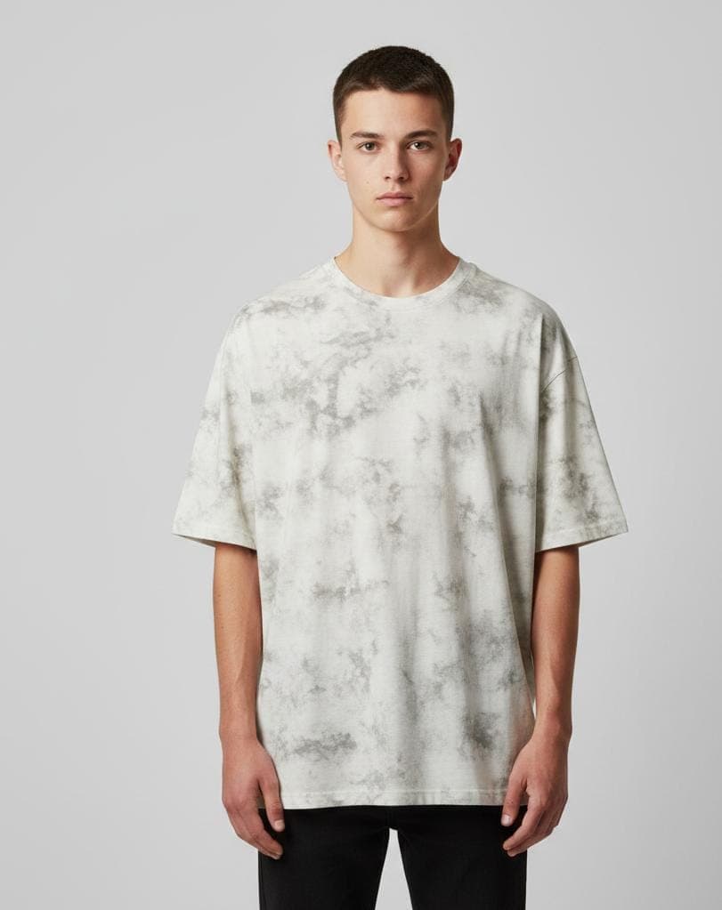 Luxeria Cloud-Wash Stone Pattern Oversized T-Shirt