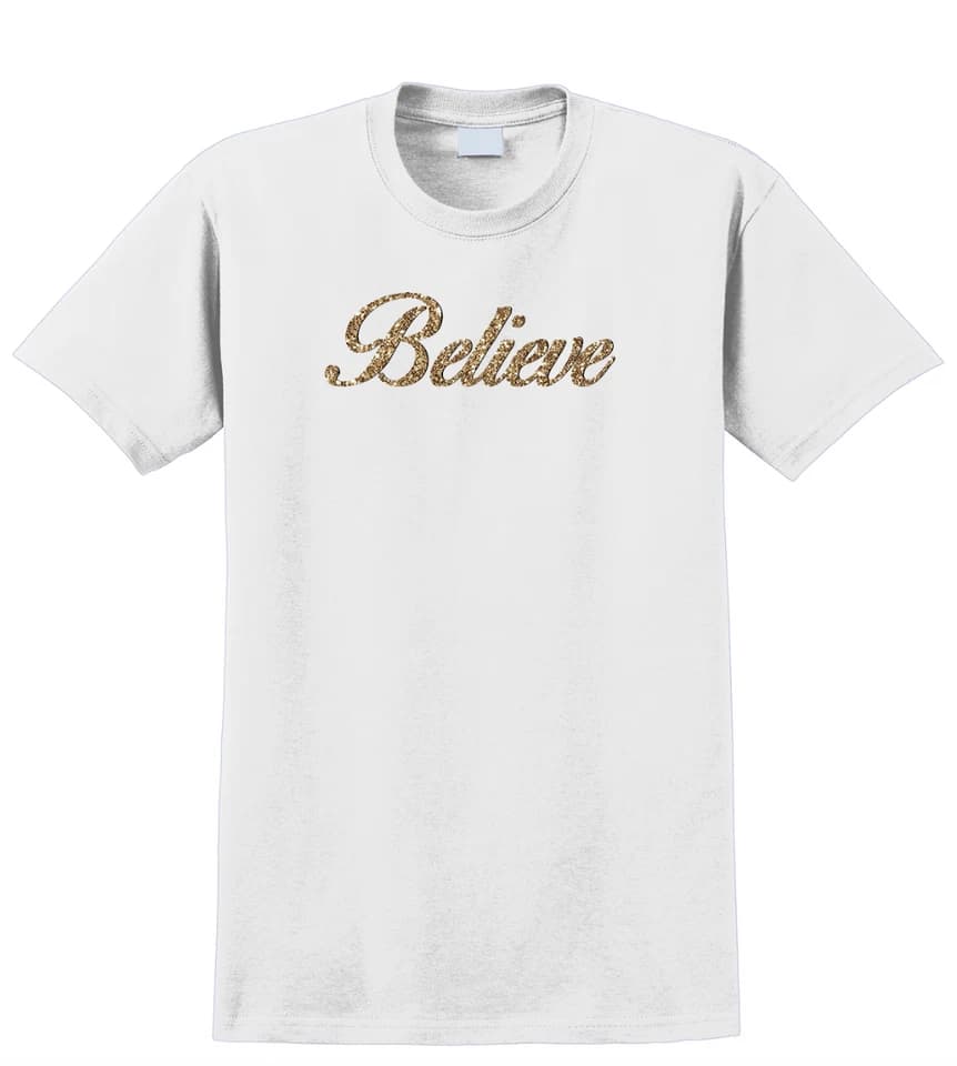 Grey Believe Typography Printed T-Shirt