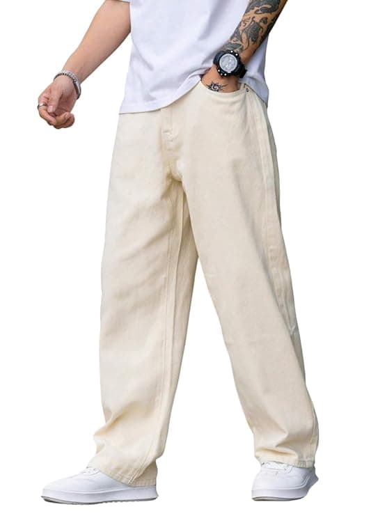 Beige Relaxed Fit Casual Trousers