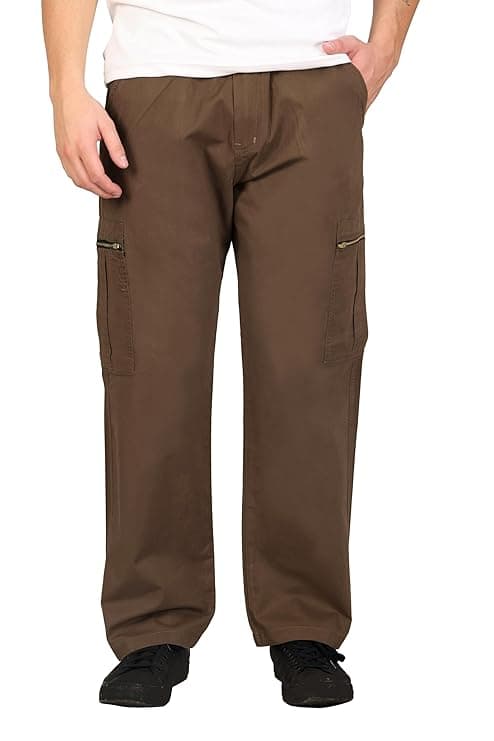 Brown Straight Fit Cargo Trousers
