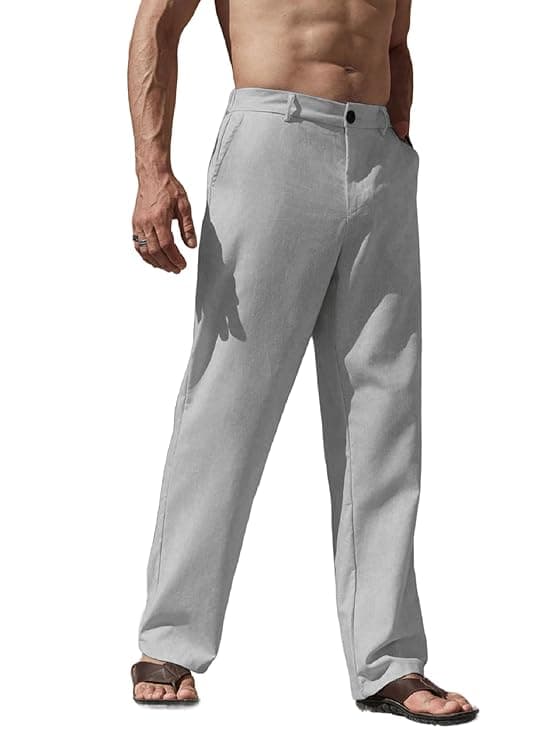 White Classic Straight Casual Trousers
