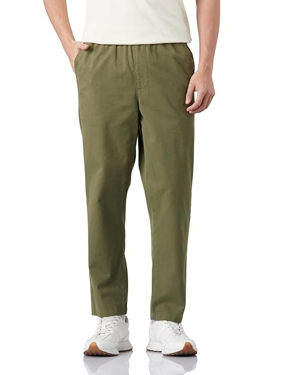 Olive Green Casual Slim Trousers