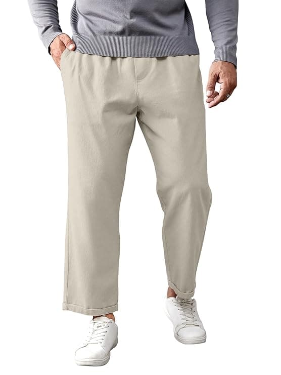 Beige Classic Casual Trousers