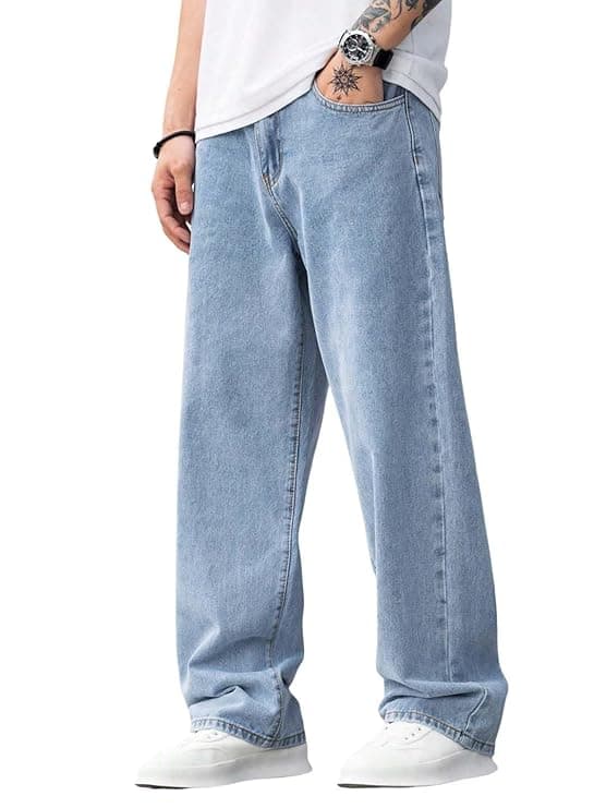 Light Wash Relaxed Denim Jeans
