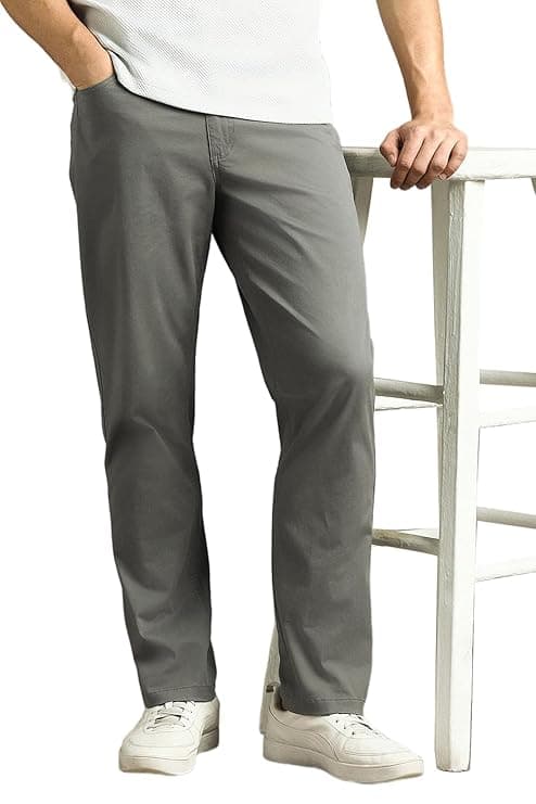 Slate Grey Casual Straight Trousers