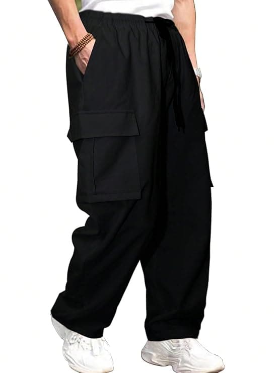 Black Cargo Relaxed Fit Trousers