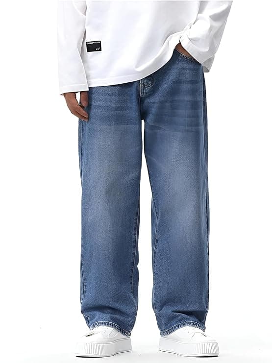 Light Wash Straight Denim Jeans